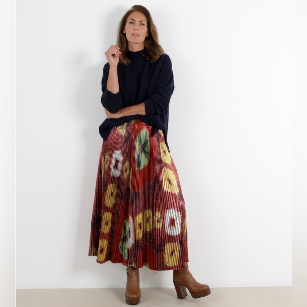 NWT Ulla Johnson Rami Satin Pleated Accordion A Line Midi Maxi Skirt Sunsprite - Picture 6 of 16